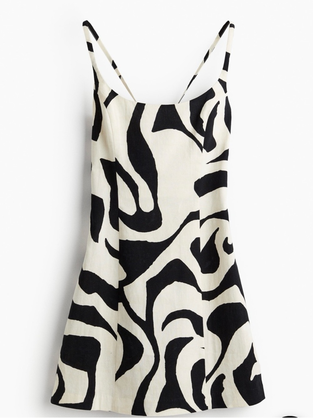 H&M Black & Cream Abstract Print Slip Dress